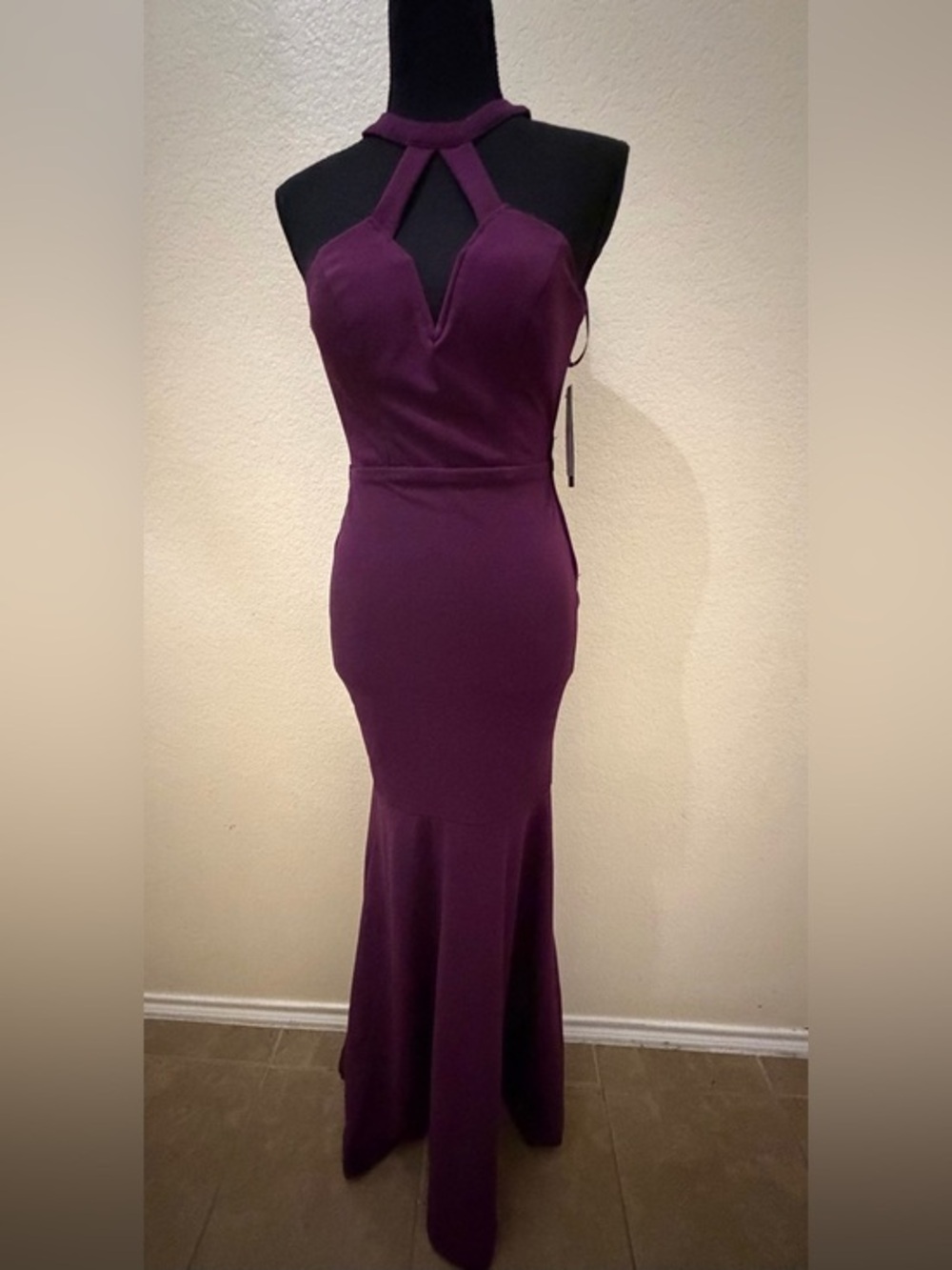 City Studio Plum Halter Mermaid Gown